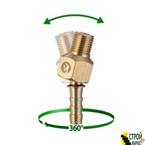 Шарнир поворотный наружная резьба 1/4" на шланг 8 мм, латунь STORM PT-2205 Intertool