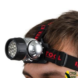 Head lamp LED, four modes of operation, 19 LED, 3 AAA batteries. LB-0301 Intertool