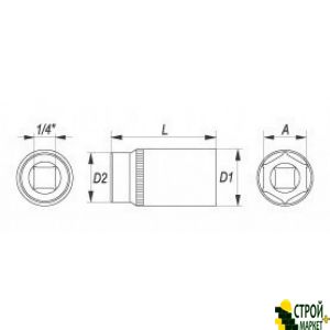 The head end hexagon elongated 4 mm 1/4 YT-1413 Yato