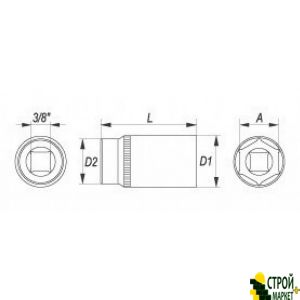 Головка торцева шестигранна подовжена 3/8 6 мм YT-3820 Yato