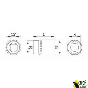 Головка торцевая шестигранная 1/2 8 мм YT-1201 Yato