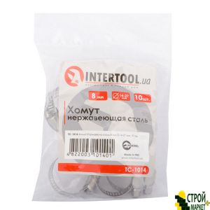 Хомут нержавеющая сталь 8 мм D 14-27 мм TC-1014 Intertool