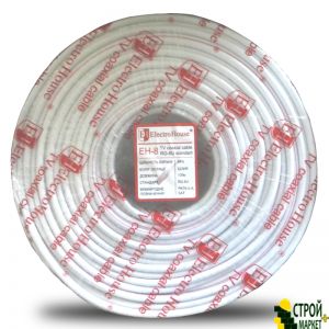 Television (coaxial) cable RG-6U Cu 1,02 Cu white PVC ElectroHouse