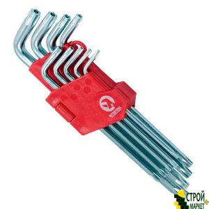 Набір Г-образних ключів TORX з отвором 9шт, Т10-Т50, Cr-V, Big HT-0606 Intertool