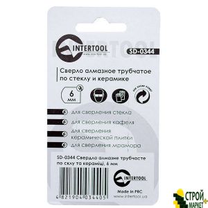 Сверло алмазное трубчатое по стеклу и керамике 6 мм SD-0344 Intertool