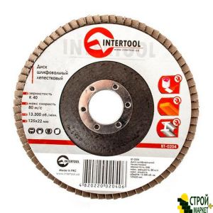 Диск шліфувальний пелюстковий 125 * 22мм, зерно K40 BT-0204 Intertool