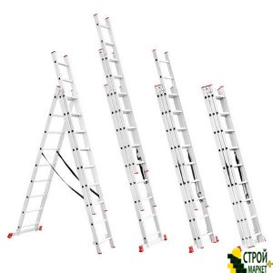 Aluminum ladder 3-section universal fold-out 3 * 9stup. 5.93m LT-0309 Intertool