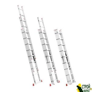 Aluminum ladder 3-section universal fold-out 3 * 9stup. 5.93m LT-0309 Intertool