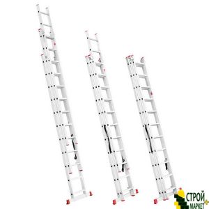 Aluminum ladder 3-section universal fold-out 3 * 11stup. 7.33m LT-0311 Intertool