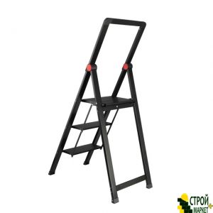 Aluminum Ladder "Black Slim", step 3, the height of the upper stage 684mm, 150 kg, STORM LT-5003 Intertool