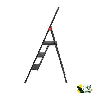 Aluminum Ladder "Black Slim", step 3, the height of the upper stage 684mm, 150 kg, STORM LT-5003 Intertool