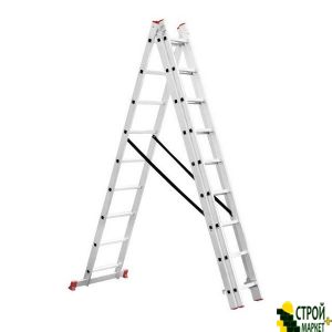 Aluminum ladder 3-section universal fold-out 3 * 9stup. 5.93m LT-0309 Intertool