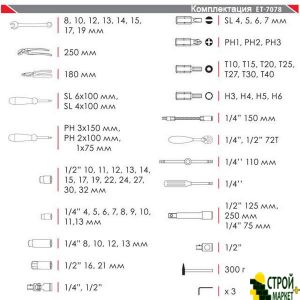 Professional tooling 1/2 and 1/4, 78ed, Cr-V ET-7078 Intertool