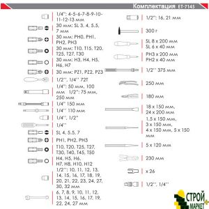 Professional tooling 1/4 and 1/2 145, Cr-V ET-7145 Intertool