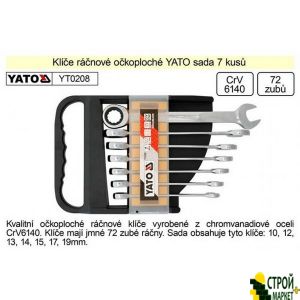 Набір ключів комбінованих з тріскачкою 10-19 мм 7 шт YT-0208 Yato