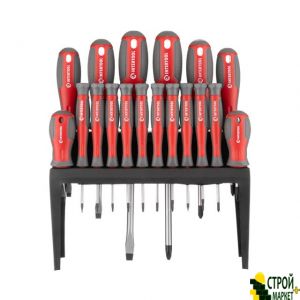 Screwdriver set 18 units (SL2.5 * 50mm, SL3.0 * 50mm, SL5.0 * 75mm, SL6.0 * 38mm, SL6.0 * 100mm, SL8.0 * 150mm, PH0 * 50mm, PH00 * 50mm, PH1 * 75mm, PH2 * 38mm, PH2 * 100mm, P VT-3350 Intertool