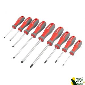 Screwdriver Set 9 units (SL3.0 * 75mm, SL5.0 * 75mm, SL6.0 * 100mm, SL6.0 * 150mm, SL8.0 * 150mm, PH0 * 75mm, PH1 * 75mm, PH2 * 100mm, PH3 * 150mm ) VT-3349 Intertool