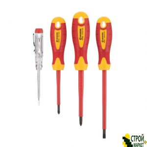 Set of insulated screwdrivers with a screwdriver indicator 4 units VDE (SL1.0 * 5.5 * 125mm, 80mm * PH1, PH2 * 100mm screwdriver indicator.), STORM VT-3604 Intertool