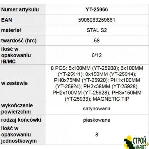 Набор профессиональных отверток YT-25966 Yato