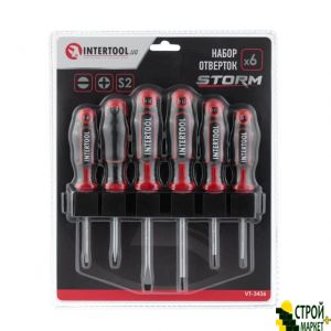 Screwdriver set 6 units (SL3.0 * 75mm, SL5.0 * 75mm, SL6.0 * 100mm, PH0 * 75mm, PH1 * 75mm, PH2 * 100mm), STORM VT-3436 Intertool