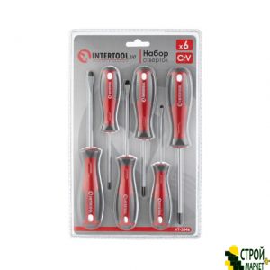 Screwdriver set 6 units (SL3.0 * 75mm, SL5.0 * 100mm, SL6.0 * 100mm, PH0 * 75mm, PH1 * 75mm, PH2 * 100mm) VT-3346 Intertool