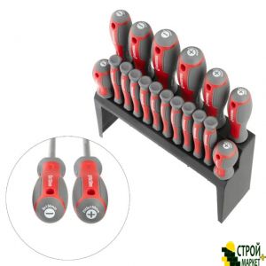 Screwdriver set 18 units (SL2.5 * 50mm, SL3.0 * 50mm, SL5.0 * 75mm, SL6.0 * 38mm, SL6.0 * 100mm, SL8.0 * 150mm, PH0 * 50mm, PH00 * 50mm, PH1 * 75mm, PH2 * 38mm, PH2 * 100mm, P VT-3350 Intertool