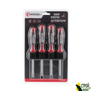 Screwdriver Set 4 units (SL5.0 * 100mm, SL6.0 * 100mm, PH1 * 100mm, PH2 * 100mm), STORM VT-3434 Intertool