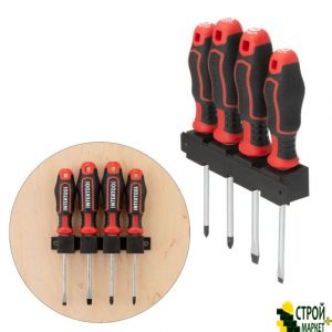 Screwdriver Set 4 units (SL5.0 * 100mm, SL6.0 * 100mm, PH1 * 100mm, PH2 * 100mm), STORM VT-3434 Intertool