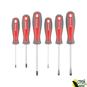 Screwdriver set 6 units (SL3.0 * 75mm, SL5.0 * 100mm, SL6.0 * 100mm, PH0 * 75mm, PH1 * 75mm, PH2 * 100mm) VT-3346 Intertool