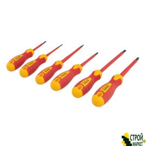 Set of insulated screwdrivers 6 pcs VDE (SL0.4 * 2.5 * 75mm, SL0.8 * 4.0 * 100mm, SL1 * 5.5 * 125mm, PH0 * 60mm, PH1 * 80mm, PH2 * 100mm), STORM VT-3606 Intertool