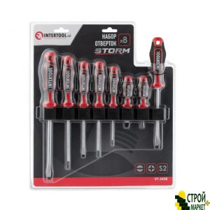 Screwdriver Set 8 units (SL5.0 * 100mm, SL6.0 * 38mm, SL6.0 * 125mm, SL8.0 * 150mm, PH0 * 75mm, PH1 * 100mm, PH2 * 38mm, PH2 * 125mm), STORM VT-3438 Intertool