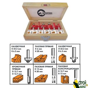 Набір фрез кінцевих по дереву, 6 шт. HT-0072 Intertool