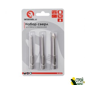 Набор сверл по стеклу и керамике 5+6+8 мм HEX 1/4''(6.35mm) SD-0293 Intertool