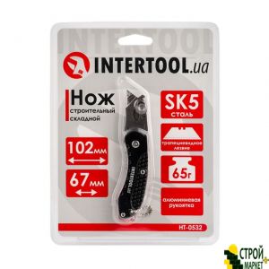 Knife Construction collapsible mini trapezoidal blade 9mm, SK5, aluminum handle HT-0532 Intertool