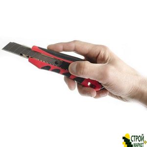 Break-off blade knife with a 18mm metal rail, slip-resistant body, crusher HT-0506 Intertool