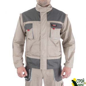 Куртка рабочая 2 в 1, 100 % хлопок, плотность 180 г/м2, XL SP-3034 Intertool