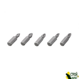 Набор отверточных насадок PH1, PH2, PZ1, PZ2 1/4"*25мм, S2, уп. 5шт., STORM VT-0210 Intertool