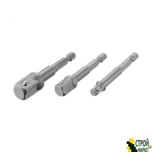 Набор переходник с Hex 1/4" на квадрат 1/4", 3/8", 1/2" под шуруповерт, CR-V VT-0235 Intertool