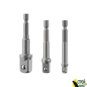 Набор переходник с Hex 1/4" на квадрат 1/4", 3/8", 1/2" под шуруповерт, CR-V VT-0235 Intertool