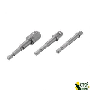 Набор переходник с Hex 1/4" на квадрат 1/4", 3/8", 1/2" под шуруповерт, CR-V VT-0235 Intertool