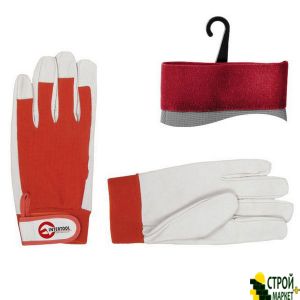 The glove leather combination of high quality leather and fabric 10 elastic cuffs Velcro SP-0012 Intertool