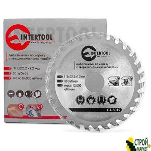 Saw blade for wood with tungsten carbide tipped 115 * 22.2 * 1.4mm, 30 teeth CT-3012 Intertool