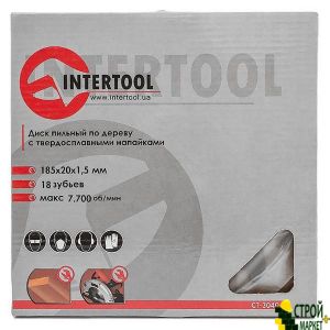 Saw blade for wood with tungsten carbide tipped 185 * 20 * 1.5mm, 18 teeth CT-3040 Intertool