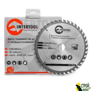 Saw blade for wood with tungsten carbide tipped 230 * 30 * 1.6mm, 40 teeth CT-3046 Intertool