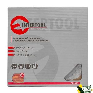 Saw blade for wood with tungsten carbide tipped 190 * 30 * 1.5mm, 50 teeth CT-3042 Intertool