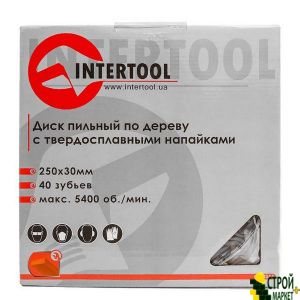 Saw blade for wood with tungsten carbide tipped 250 * 30 * 1.7mm, 40 teeth CT-3051 Intertool