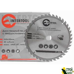 Saw blade for wood with tungsten carbide tipped 250 * 30 * 1.7mm, 40 teeth CT-3051 Intertool