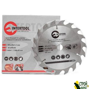 Saw blade for wood with tungsten carbide tipped 185 * 20 * 1.5mm, 18 teeth CT-3040 Intertool