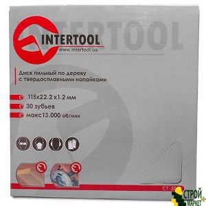 Saw blade for wood with tungsten carbide tipped 115 * 22.2 * 1.4mm, 30 teeth CT-3012 Intertool