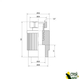 Муфта из PPR с накидной гайкой 20х1/2", внутрення резьба SD00006434 Alfa Plast